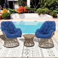thumbnail image 3 of Kingway 3-Piece Swivel Wicker Patio Conversation Set with Cushions, 3 of 3