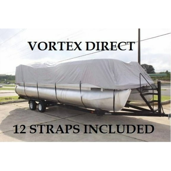 BRAND NEWGRAY/GREY 22' VORTEX ULTRA 3 PONTOON/DECK BOAT COVER, HAS ELASTIC AND STRAPS FITS 20'1" TO 21' TO 22' FT LONG DECK AREA, UP TO 102" BEAM (FAST SHIPPING - 1 TO 4 BUSINESS DAY DELIVERY)
