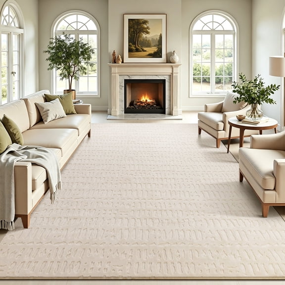 8'x10' Area Rug, Yamaziot Soft Washable Living Room Rugs, Modern Bedroom Accent Rug Decor Carpet, Solid Beige