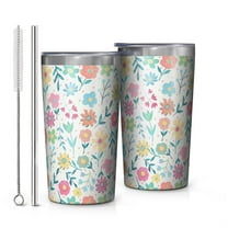 Pioneer Flower 10oz Tumblers Stainless Steel Tumbler with Lid and Straw,Vacuum Insulated Double Wall Travel Tumbler Cups with Cleaning Brush for Coffee, Tea