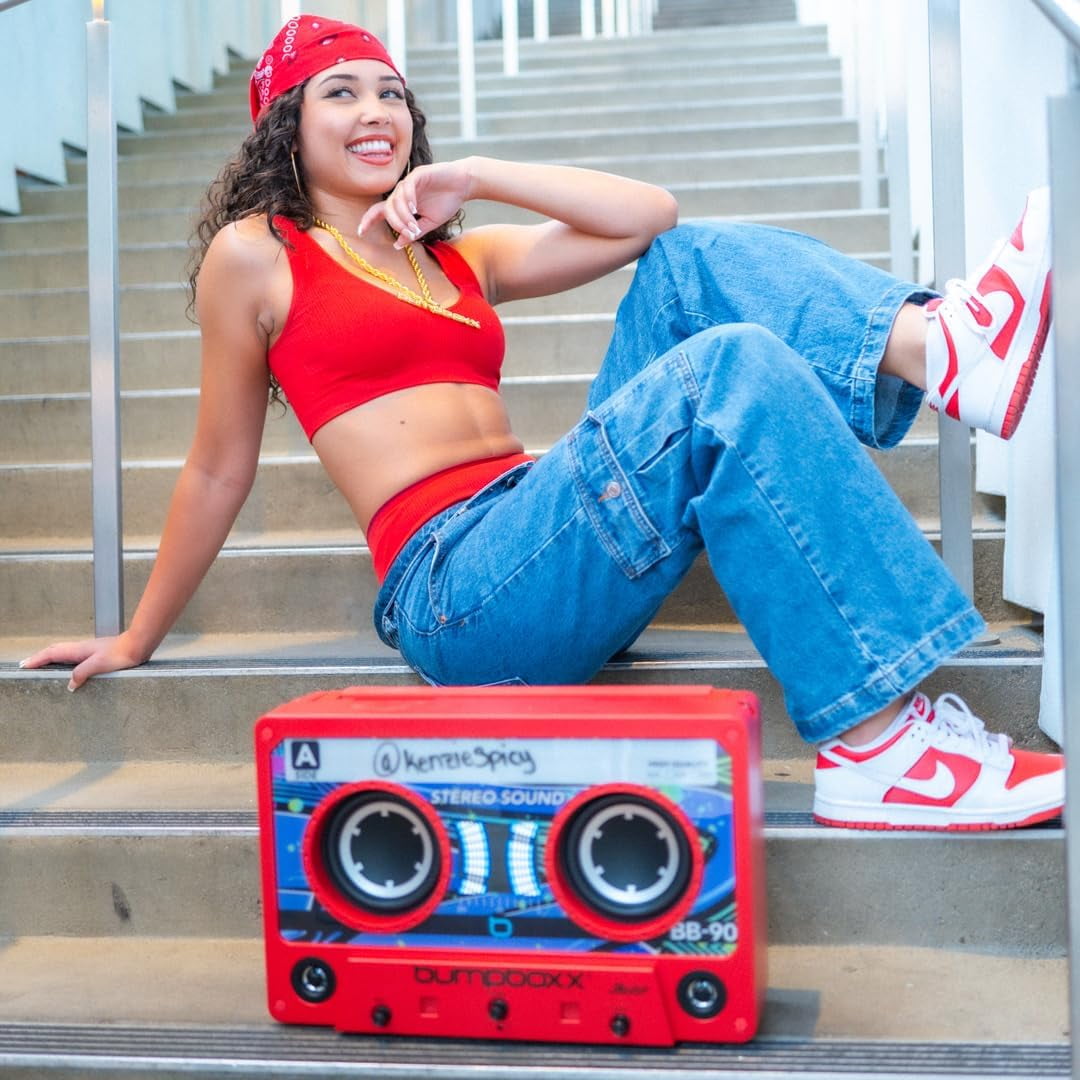 Bumpboxx Remixx Bluetooth Boombox | Bluetooth Speaker with the Looks of a Cassette | Bringing Back the Retro Cassette Vibes | Includes Wireless Microphone | Onyx Black