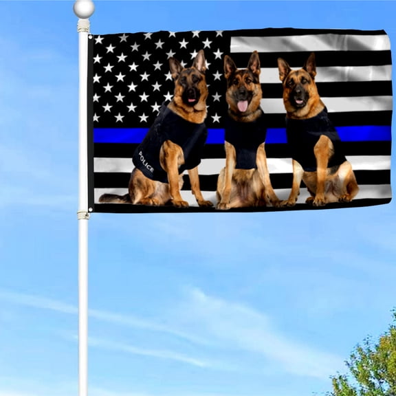 Bayyon Police Dog Flag German Shepherd K9 Police Grommet Flag Banner with Grommets 3x5Feet Man cave Decor