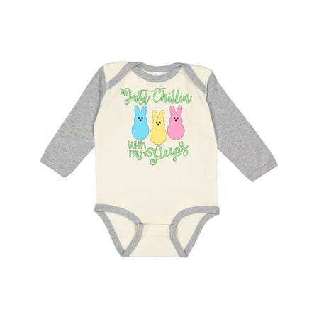 

Inktastic Funny Easter Just Chillin with My Peeps Gift Baby Boy or Baby Girl Long Sleeve Bodysuit
