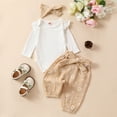 thumbnail image 2 of Douhoow Baby Girls 2PCS Spring Set 3M 6M 12M 18 24M Infant White Long Sleeve Ruffle Romper Daisy Print Pants Headband, 2 of 7