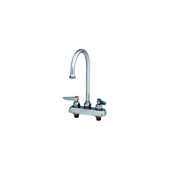 T&S Brass - Workboard Faucet, Deck Mount, 4'' Centers, 133X Swivel Gooseneck, Lever Handles
