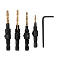 thumbnail image 4 of de brocas de avellanado de carpintería de de 4 piezas, herramienta de tornillo de ajuste de vástago hexagonal shamjiam Juego de brocas avellanadoras, 4 of 8