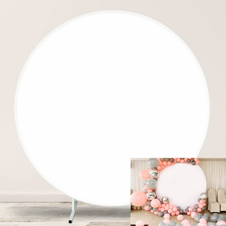 Image of 6x6ft Pure White Round Backdrop Polyester Birthday Party Photography Background for Balloons Banquet Press