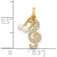 thumbnail image 5 of 14K Yellow Gold Polished Cz And Freshwater Cultured Pearl Music Notes Pendant (Width 5.2) (Length 16.9) - Jbsp, 5 of 5