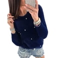 thumbnail image 1 of FASHIONWT Women Plus Size Multicolor Fashion Versatile Plush Beaded Long Sleeve Knit Sweater, 1 of 4