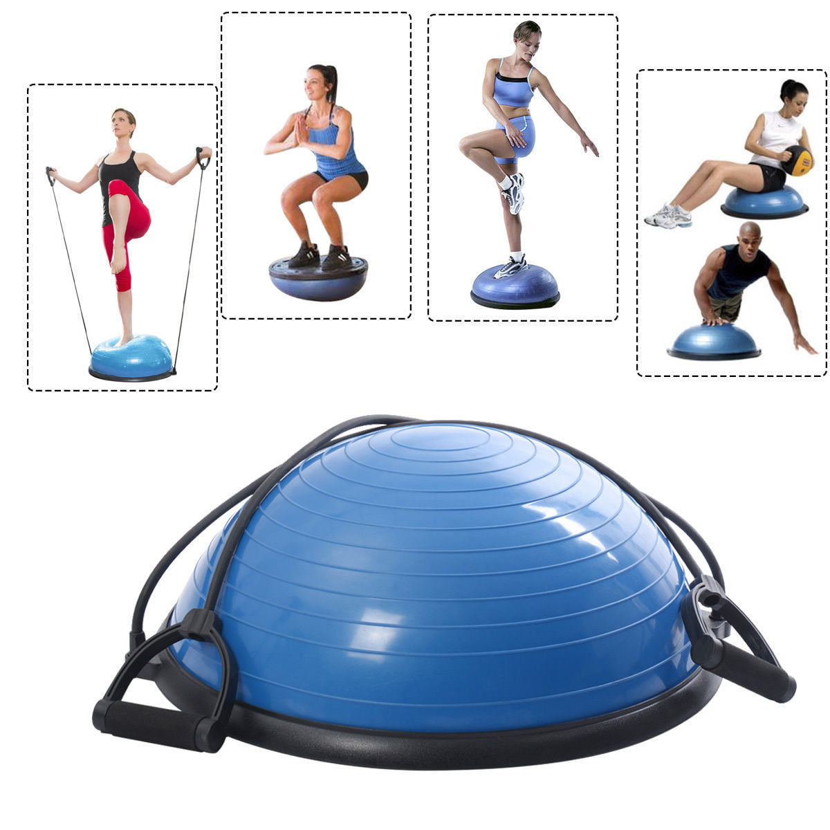 Ktaxon Fitness Blue Yoga Stability Balance Trainer Ball with Resistance Bands and Pump Exercise Workout Kit