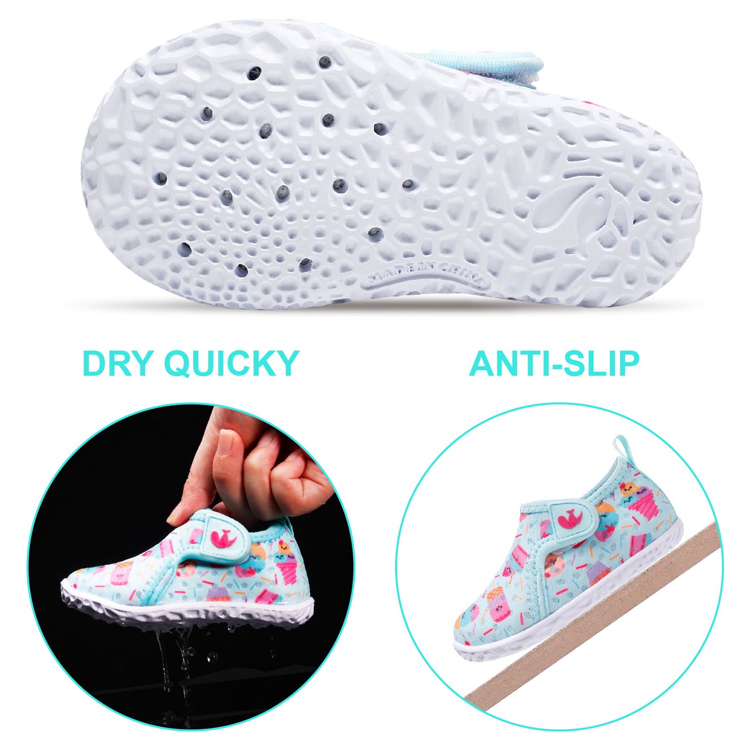 Barerun Kids Beach Shoes Quick Dry Non Slip Barefoot Water Shoe Aqua Socks for Baby Boys Girls Ice Cream Infant Walmart