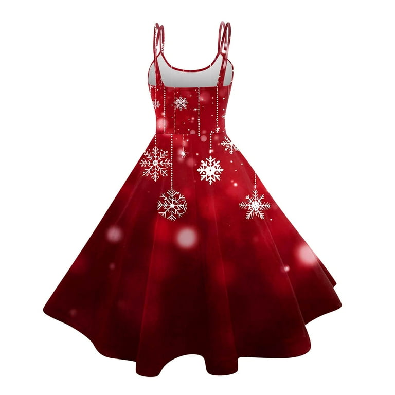 WTOBBY Women's Christmas Printed Sexy Strapless Gothic Cocktail Dress Punk  Vintage Style Holiday Party Wear with Festive Elements,Wine L - Walmart.com