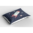 thumbnail image 2 of Ambesonne Outer Space Pillow Sham 2 Pack, Rocket Stars and Planet, 36"x20", Coral Dark Indigo, 2 of 3