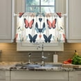 thumbnail image 2 of Yayeee Kitchen Curtains Tier Pair Light Filtering 27"x36" Rod Pocket Short Cafe Window Panel, Beige Butterflies, 2 of 7