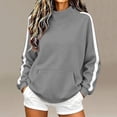 thumbnail image 5 of Mineart Women's Fall Winter Color Block Sweatshirt Loose Fit Mock Neck Pullover with Pockets and Side White Stripe Detail on Sleeves for Athletic, 5 of 9