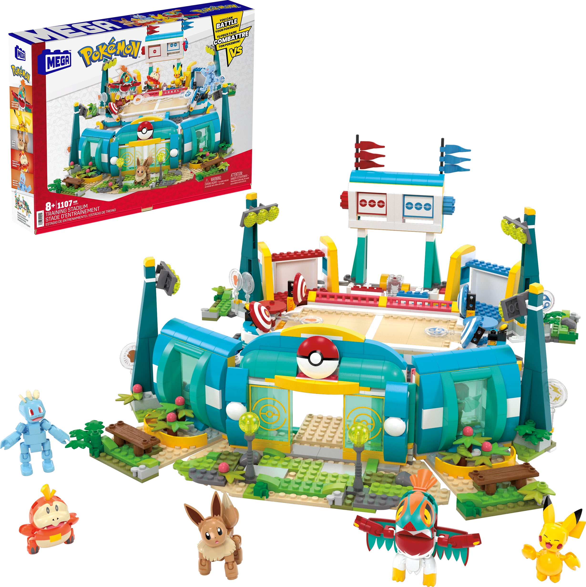MEGA Pokémon Traning Stadium Building Toy Kit, with 5 Action Figures (1101 Pieces) for Kids