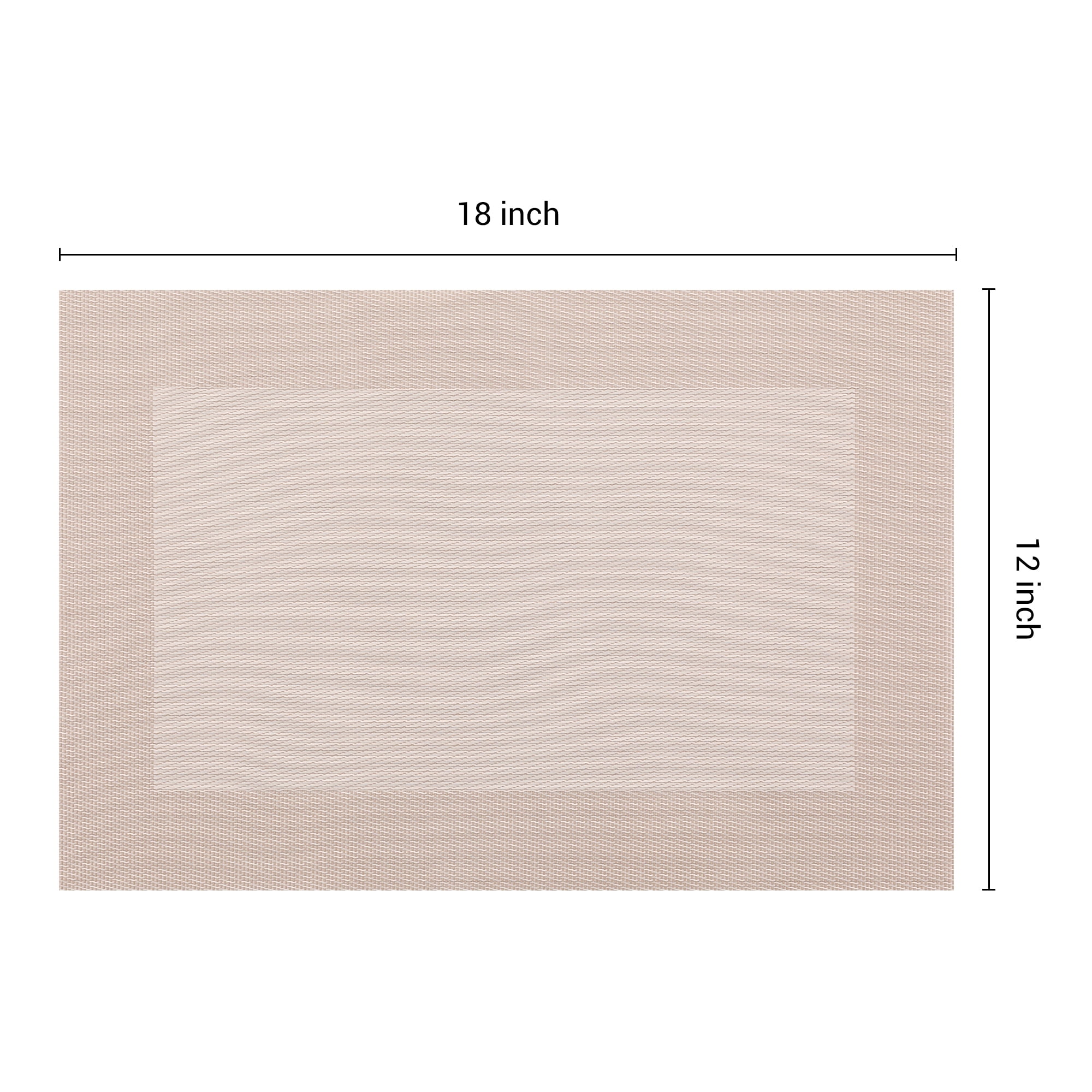 Unique Bargains Set of 8 Table Placemats Washable Wipeable Table Mat Light Gold 18x12Inch