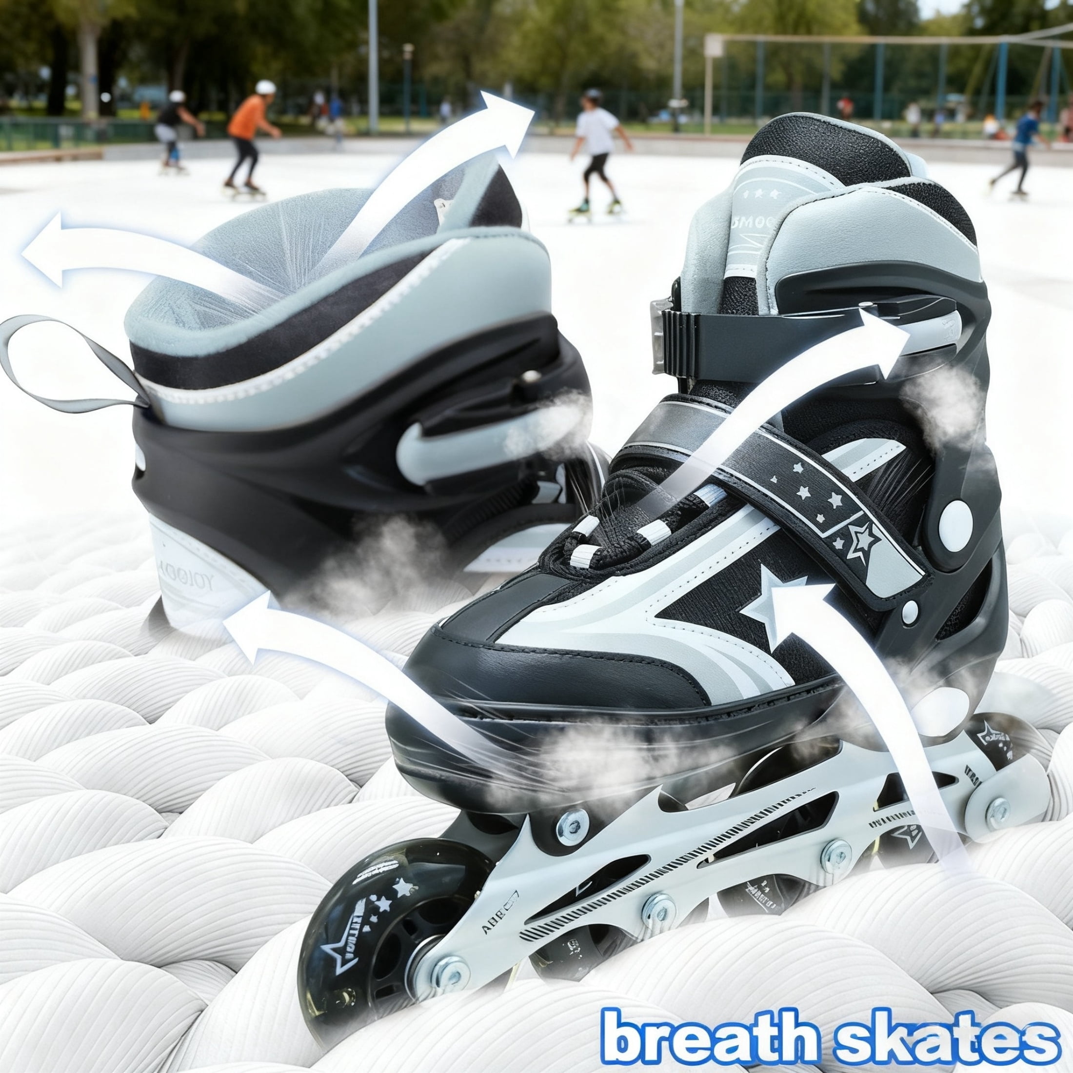 JZY Youth Inline Skates with 8 Glowing Light-Up Wheels,Durable Aluminum Frame for Beginners,For Boys & Girls Ages 5-12,For Indoor and Outdoor Skating