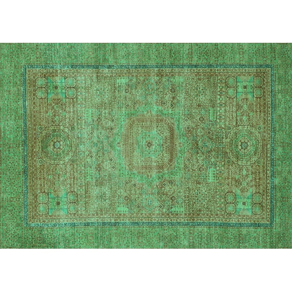 Ahgly Company Machine Washable Indoor Rectangle Oriental Turquoise Blue Modern Area Rugs, 2' x 5'