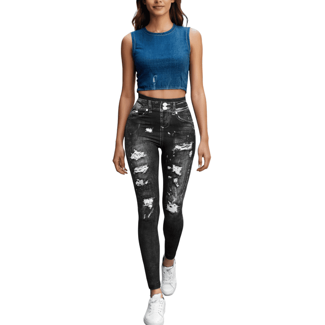 Leggins Mujer Mezclilla Unitalla Faja Alta Estilo Pantalón Mezclilla