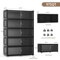thumbnail image 6 of Collapsible Stackable 400Gal Heavy Duty Storage Bins with Lids, 5-Pack Rolling Organizer Cabinet with Doors for Home & Bedroom, Black, 39.4" W, 6 of 7