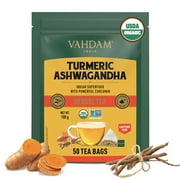 VAHDAM Organic Turmeric Tea With Ashwagandha Green Tea Bags  50 Units - 100g
