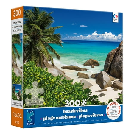 Ceaco 300-Piece Scenic Photography Beach Vibes Seychelles Interlocking Jigsaw Puzzle