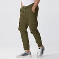 thumbnail image 2 of ZZHZGZ Sweatpants for Men Cargo Pants for Men Drawstring Elastic Waist Straight-Leg Trousers Solid Color Casual Loose Sweatepants S, 2 of 5