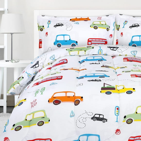 Juego de edredón Utopia Bedding All Season Car para niños con 2 camas