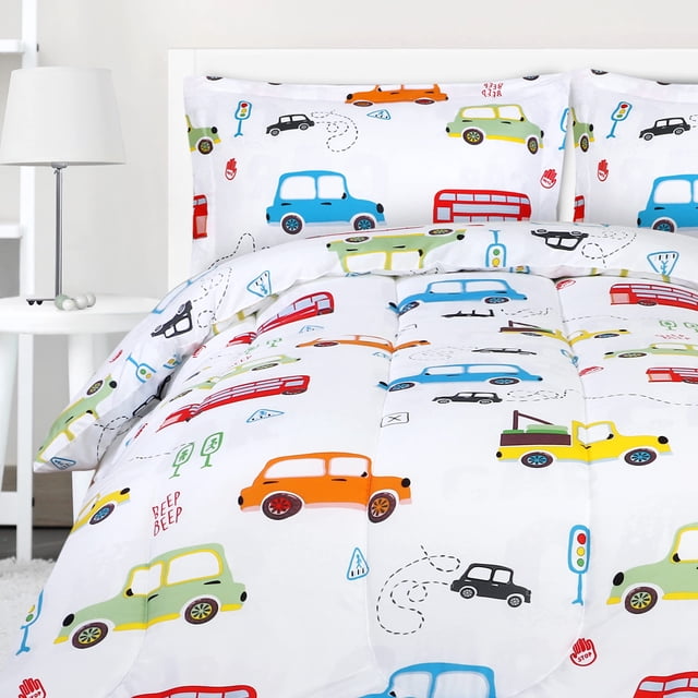Juego de edredón Utopia Bedding All Season Car para niños con 2 camas