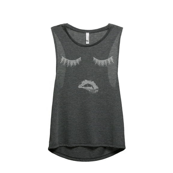Biting Lips and Lashes Women's Fashion Sleeveless Muscle Workout Yoga Tank Top Charcoal Grey Large