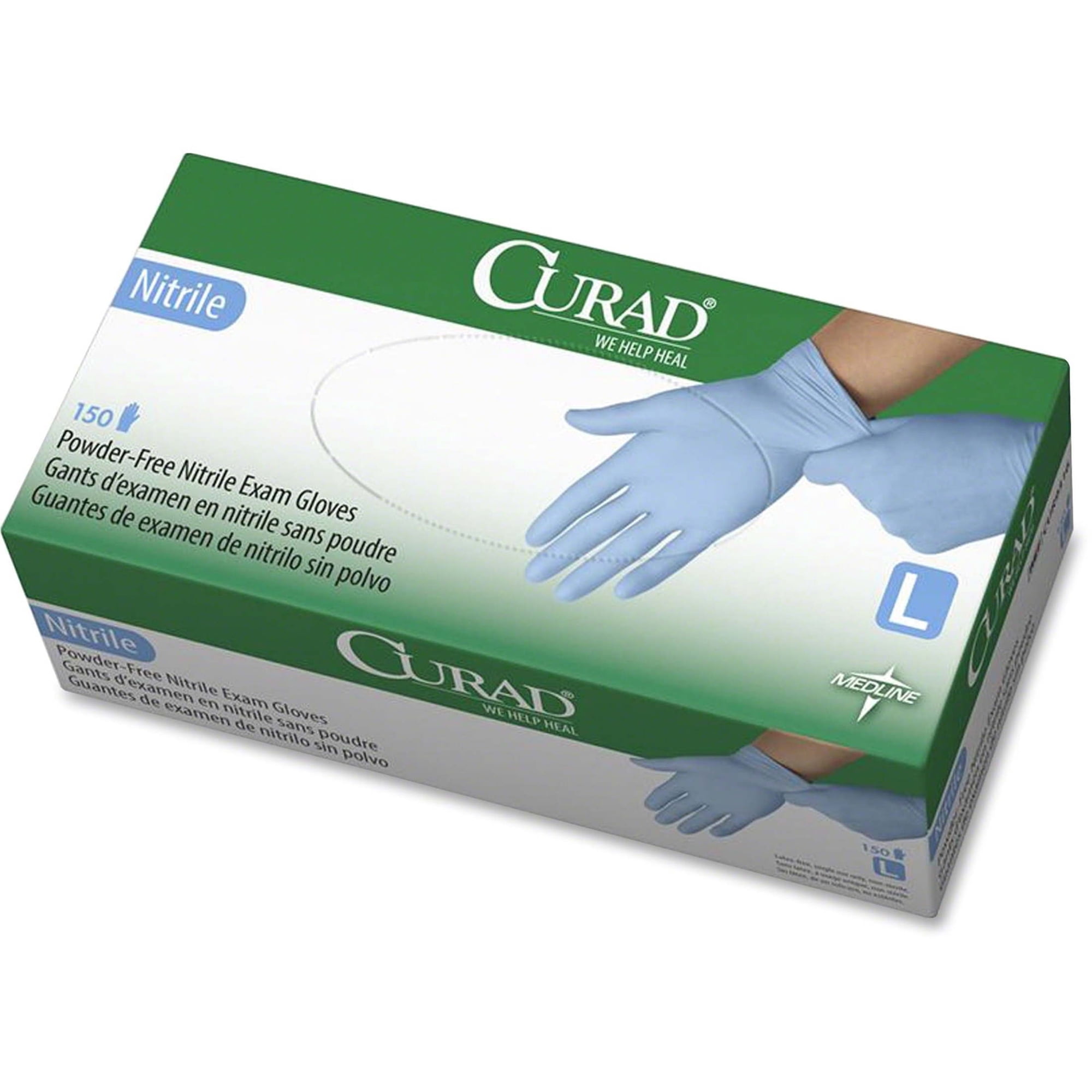 CURAD® Powder-Free Nitrile Disposable Exam Gloves, Blue, 150 Count (Quantity)