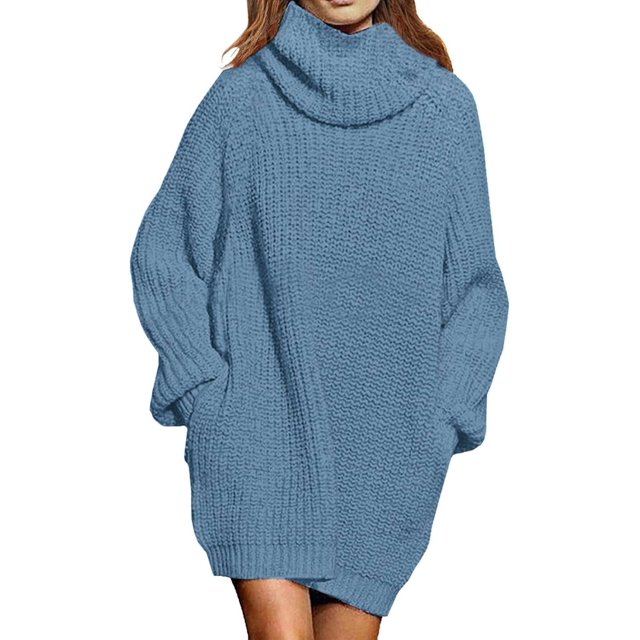 LAICAIW Robe Chandail Longue Ample à Col Roulé Oversize pour Femmes