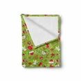 thumbnail image 2 of Christmas Soft Flannel Fleece Throw Blanket, Xmas Cartoon Style Pattern Snowman Trees Birds Hat Print, Cozy Plush for Indoor and Outdoor Use, 50" x 70", Apple Green Red, by Ambesonne, 2 of 6