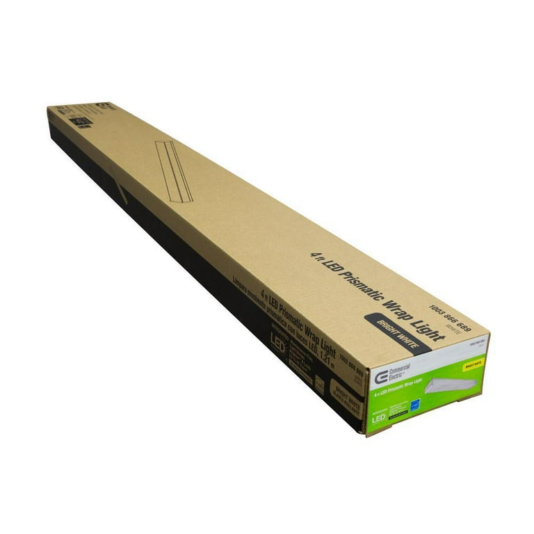 Commercial Electric LED Wraparound Light 4ft 120 Volt 3800 Lumens White Prismatic Lens Walmart