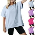 thumbnail image 2 of Qingpeng Girls Oversized T Shirts Loose Fit Crewneck Short Sleeve Tops Summer Casual Basic Blouse, 2 of 6