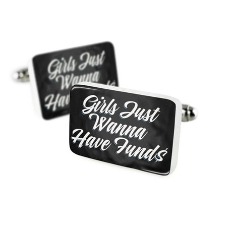 Cufflinks Classic design Girls Just Wanna Have Fund$ Porcelain Ceramic NEONBLOND
