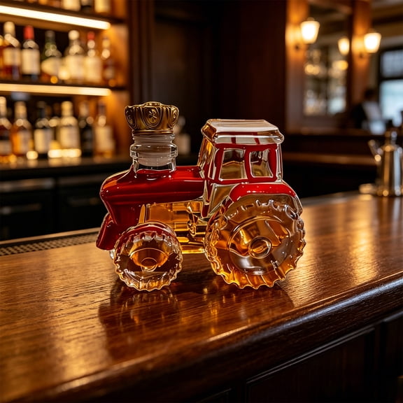 Tuvgenk Tractor Shaped Whiskey Decanter Bottle, Novelty Glass Wine Carafe, Unique Barware Gift for Whiskey and Wine Lovers