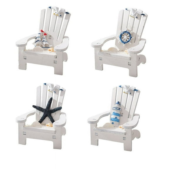 Mini Beach Chair, Mediterranean Beach Chair Home Decoration, Household Wooden Chair Craft Ornament Table Art Decoration,4 x Mini Beach Chairs,As Shown