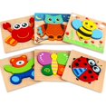 thumbnail image 1 of Rompecabezas de madera 6 piezas Rompecabezas de animales para niños pequeños 1 2 3 años Juguetes educativos para niños y niñas oso de fresa Electrónica, 1 of 5