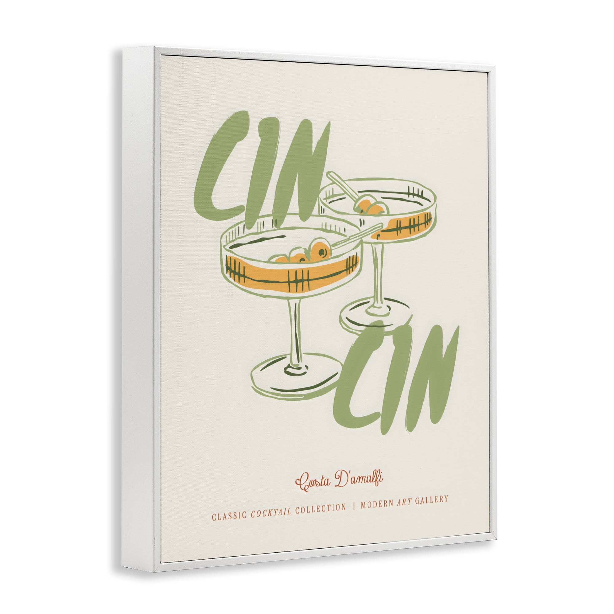 Stupell Industries Cin Cin Amalfi Cocktail White Framed Giclee Art, design by The Prints Vibe