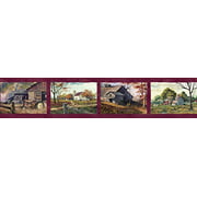 Chesapeake PUR44591B Norm Red Quiet Country Scenes Wallpaper Border