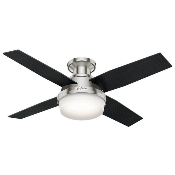 Hunter 44 Inch Dempsey Low Profile Brushed Nickel Ceiling Fan w/ Light & Remote