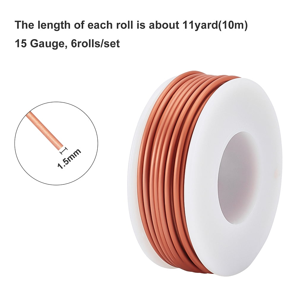 1Set Round Aluminum Wire with Iron Side Cutting Pliers Dark Salmon 15 Gauge 1.5mm 10m/roll 6 rolls Mixed Color