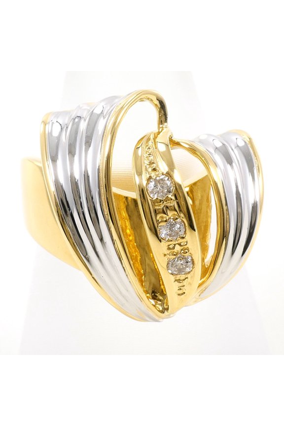 Pre-Owned PT900 Platinum 18K Yellow Gold Ring with Diamond (no carat markings), Certificate of...