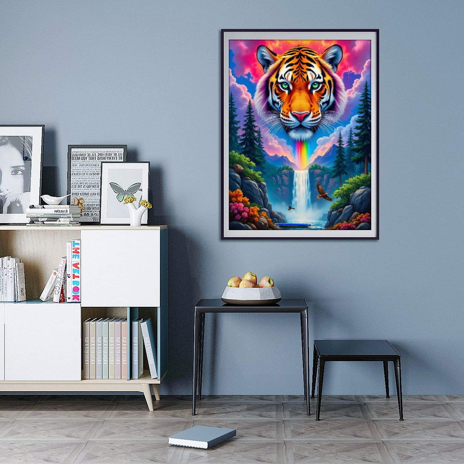 Diamond Art Kits for Adults - 5d Tiger Waterfall Rainbow Dreamscape Diamond Painting for Adults, Diamond Art for Adults Beginners, Diamond Painting Kits for Adults for Home Wall Decor