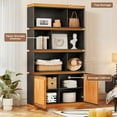 thumbnail image 4 of Flycity 70" Tall 5 Tier Bookshelf with Storage Cabinet, Wooden Bookcase with Doors for Bedroom and Home Office, Corner Storage for Books and Décor Mid Century Modern, 4 of 7