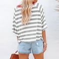 thumbnail image 4 of LLYwey Oversized Striped Tshirt Women 2025 Fashion Color Block Crew Neck Short Sleeve Casual Summer Tops Lightweight Loose Blouses Tees Shirts, Style-28, Gray, L, 4 of 6
