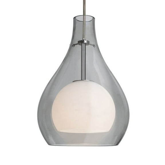 1JT-ELLE11GY-LED-BR-Besa Lighting-Elle 11 - 9W 1 LED Cord Pendant-11.25 Inches Tall and 7.88 Inches Wide-Bronze Finish-Gray Glass Color -Traditional