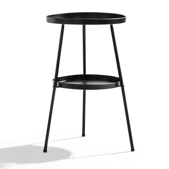 UBesGoo 24" Round Metal Side Table - Space-Saving, Easy Assembly for Bedroom/Living Room - Black